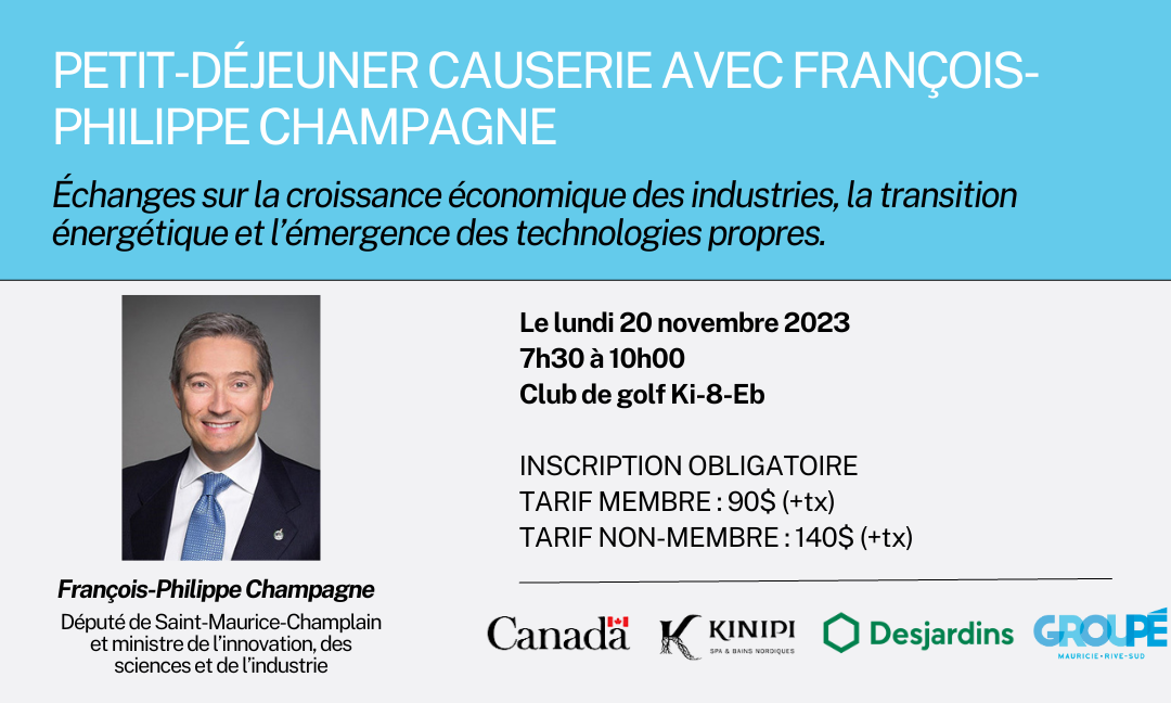 Petit-déjeuner causerie avec François-Philippe Champagne, ministre de l’Innovation, des Sciences et de l’Industrie