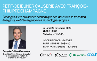 Petit-déjeuner causerie avec François-Philippe Champagne, ministre de l’Innovation, des Sciences et de l’Industrie